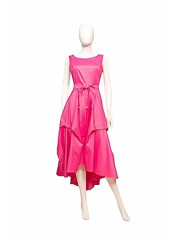 Samuel Dong Women's Stretch Pleated A-Line Dress With Removable Rose Bows in Bougainvillea (view 2)
