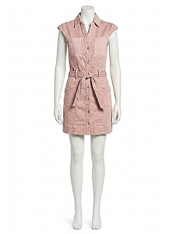 Dear John Kate Button Front Colored Denim Dress in Pink (view 1)
