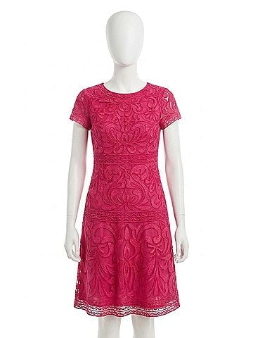 Joseph Ribkoff Geranium Embroidery Dress in Geranium (view 1)