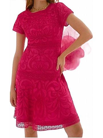 Joseph Ribkoff Geranium Embroidery Dress in Geranium (view 2)