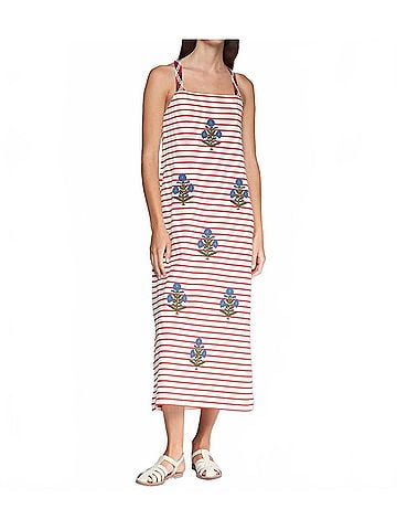 Vilagallo Lilou Embroidered Midi Dress in Multi (view 2)