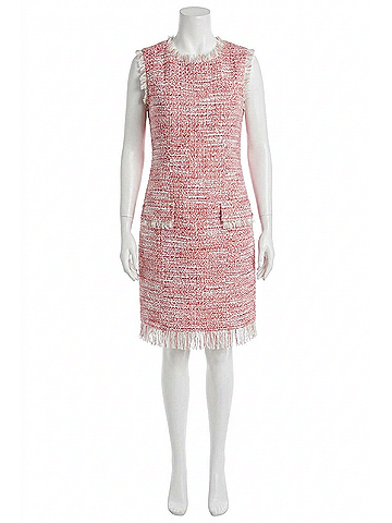 Fate Laurel Tweed Hem Dress in Red (view 1)