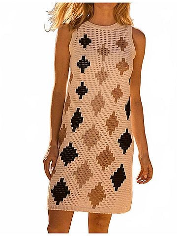 Nic + Zoe Crochet Diamond Dress in Neutral Multi (view 2)