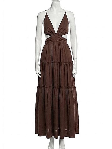 Bec & Bridge Carla V Maxi Dress in Chocolate (view 1)