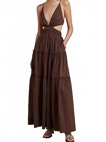 Bec & Bridge Carla V Maxi Dress in Chocolate (view 2)