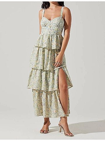 Astr Midsummer Maxi Dress in Light Mint Multi Floral (view 2)