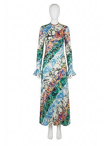 ALEMAIS Sunburst Maxi Silk Evening Dress in Multi (view 1)