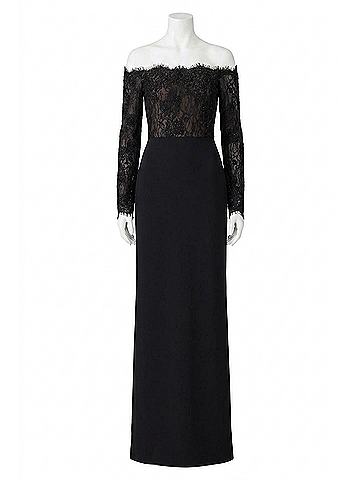 Theia Women's Andrina Lace Off Dress in Black (view 1)
