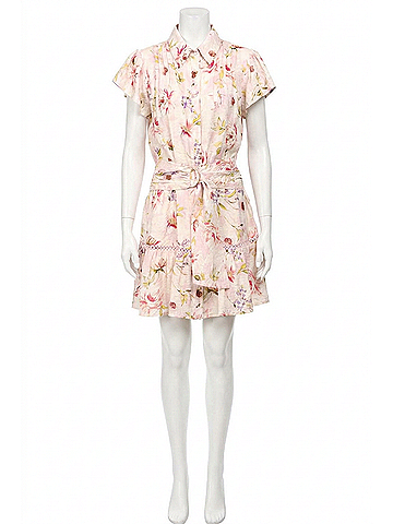 Fate Floral Belted Mini Dress in Pink Multi (view 1)