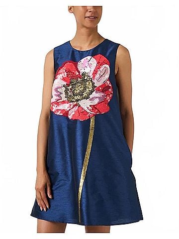 Frances Valentine Alice Shift Poppy Dress in Navy (view 2)