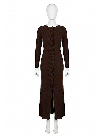 ABLE Pleated Split Dress in Burgundy (view 1)