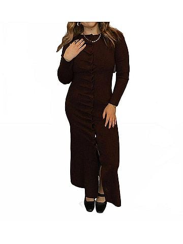 ABLE Pleated Split Dress in Burgundy (view 2)