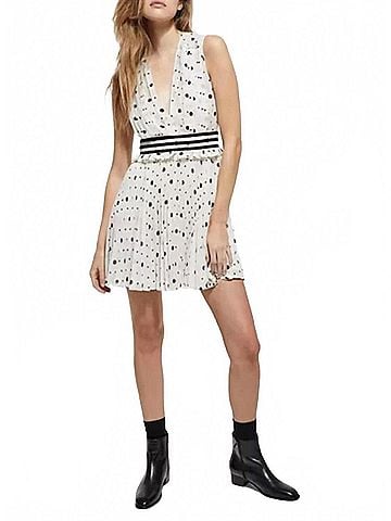The Kooples Women's Polka Dots Dress in Black/White (view 2)