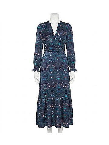 Vilagallo Cleo Midi Dress in Navy (view 1)