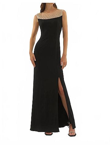 Joseph Ribkoff Embellished Yoke Maxi Dress in Black (view 2)