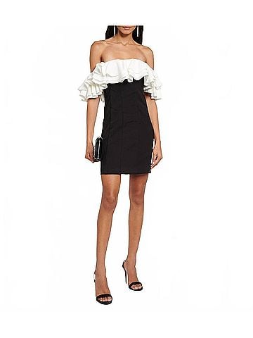 STAUD Kiara Off The Shoulder Dress in Black (view 2)