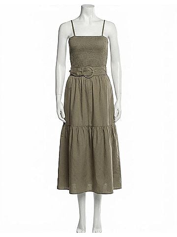Bishop + Young Womenn's Stella Smocked Tiered Dress in Light Brown (view 1)