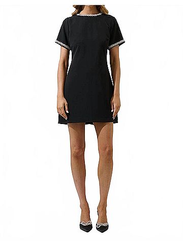 Sugarlips Kaitlyn Rhinestone Shift Mini Dress in Black (view 2)