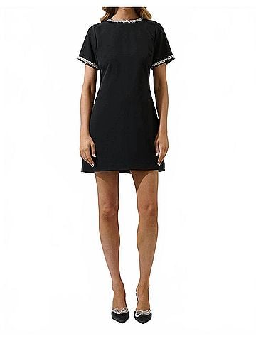 Sugarlips Kaitlyn Rhinestone Shift Mini Dress in Black (view 2)