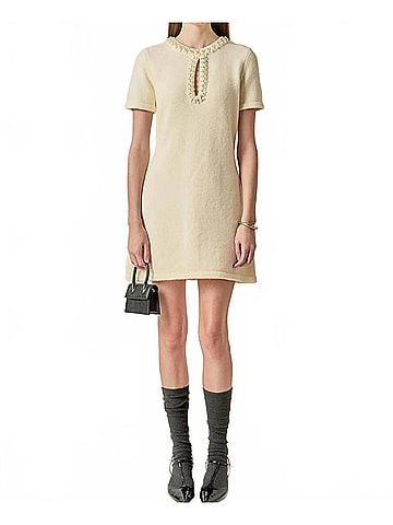 English Factory Pearl Key Hole Dress in Off White (view 2)