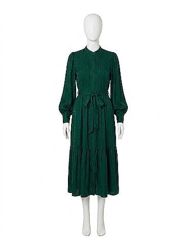 Flying Tomato Grace Woven Midi Dress in Emerald Green (view 1)