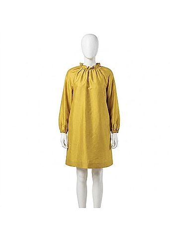 Ann Mashburn Harper Dress in Mustard Silk Shantung (view 1)