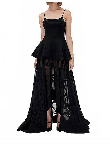 STINE GOYA Tailored Bodice High Low Skirt in Black (view 2)
