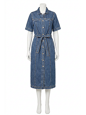 Sanctuary Alma Denim Midi Dress in Blue (view 1)
