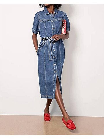 Sanctuary Alma Denim Midi Dress in Blue (view 2)