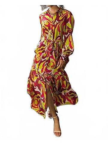 Flying Tomato Go With The Flow Maxi Dress in Yellow/Red (view 2)