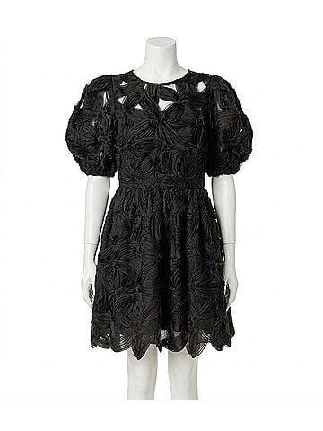 English Factory Flower Embellished Mini Dress in Black (view 1)