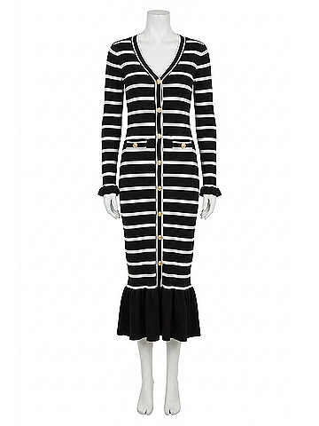 ABLE Esther Dress in Black Stripe (view 1)