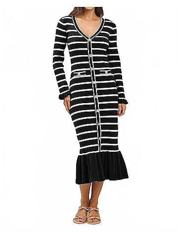 ABLE Esther Dress in Black Stripe (view 2)