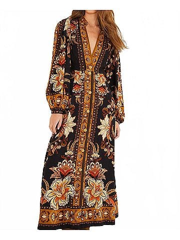 FARM Rio Majestic Garden Maxi Dress in Black (view 2)