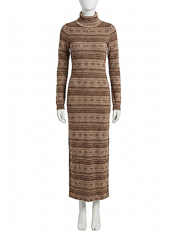 THE NORMAL BRAND Reverse Fair Isle Maxi Dress in Beige (view 1)
