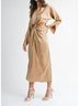 Mable Solid Brown Ruby Dress in Beige Size S - photo 3