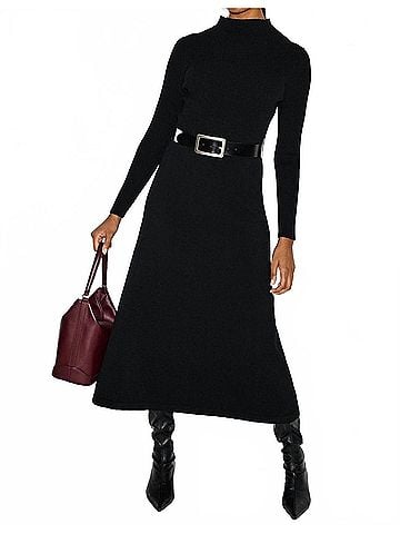 Ann Mashburn Long-Sleeved Charlotte Midi Dress in Hunter Iced Cotton (view 2)