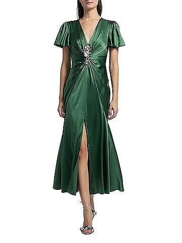 Cinq à Sept Kordyn Dress in Forest Green (view 2)