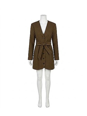 Lalavon Belted Blazer Mini Dress in Brown (view 1)