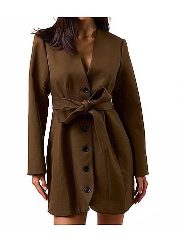 Lalavon Belted Blazer Mini Dress in Brown (view 2)