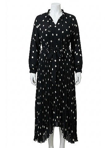 Sugarlips Kaline Polka Dot A-Line Midi Dress in Ivory/Black (view 1)