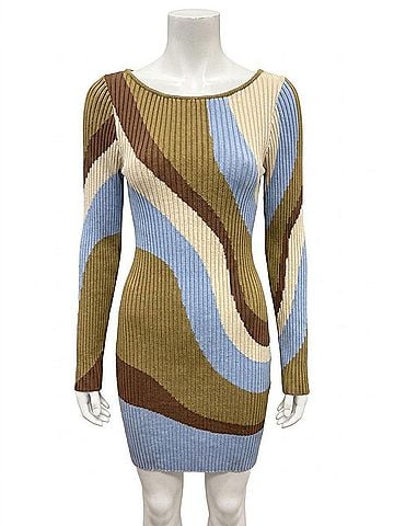 Minkpink Women's Darla Intarsia Knit Mini Dress in Multi (view 1)