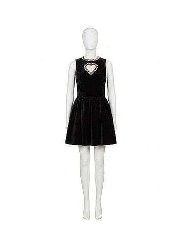 Alice + Olivia Ella Velvet Mini Dress in Black (view 1)