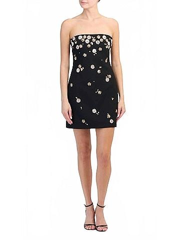 Cinq à Sept Tumbling Flowers Samia Mini Dress in Black (view 2)
