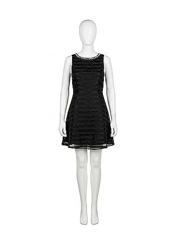 Karlie Stripe Pearl Dress in Black (view 1)