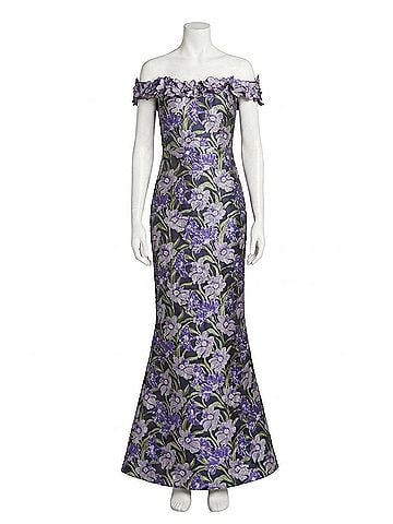 Theia Olyssia Fit And Flare Gown in Iris Bloom/Navy (view 1)