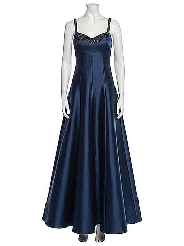 Theia Alba Peek A Boo A Line Gown in Nautical Navy (view 1)