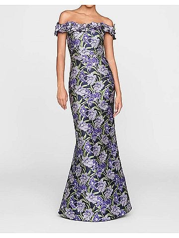 Theia Olyssia Fit And Flare Gown in Iris Bloom/Navy (view 2)