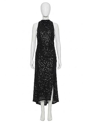 Bishop + Young Sublime Sequin Halter Dress in Black (view 1)