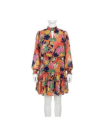 Fate Garden Glimpse High Neck Mini Dress in Pink Multi (view 1)